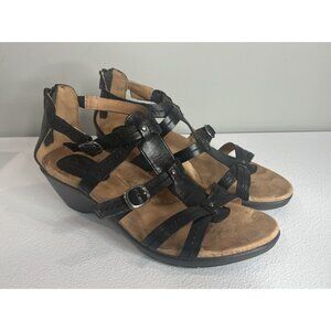 Earth Origins Great Black Wedge Sandals Sz 9.5M
